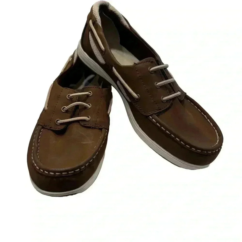 RYKA Women’s Boat Style Slip On Loafers Brown Leather US 9W